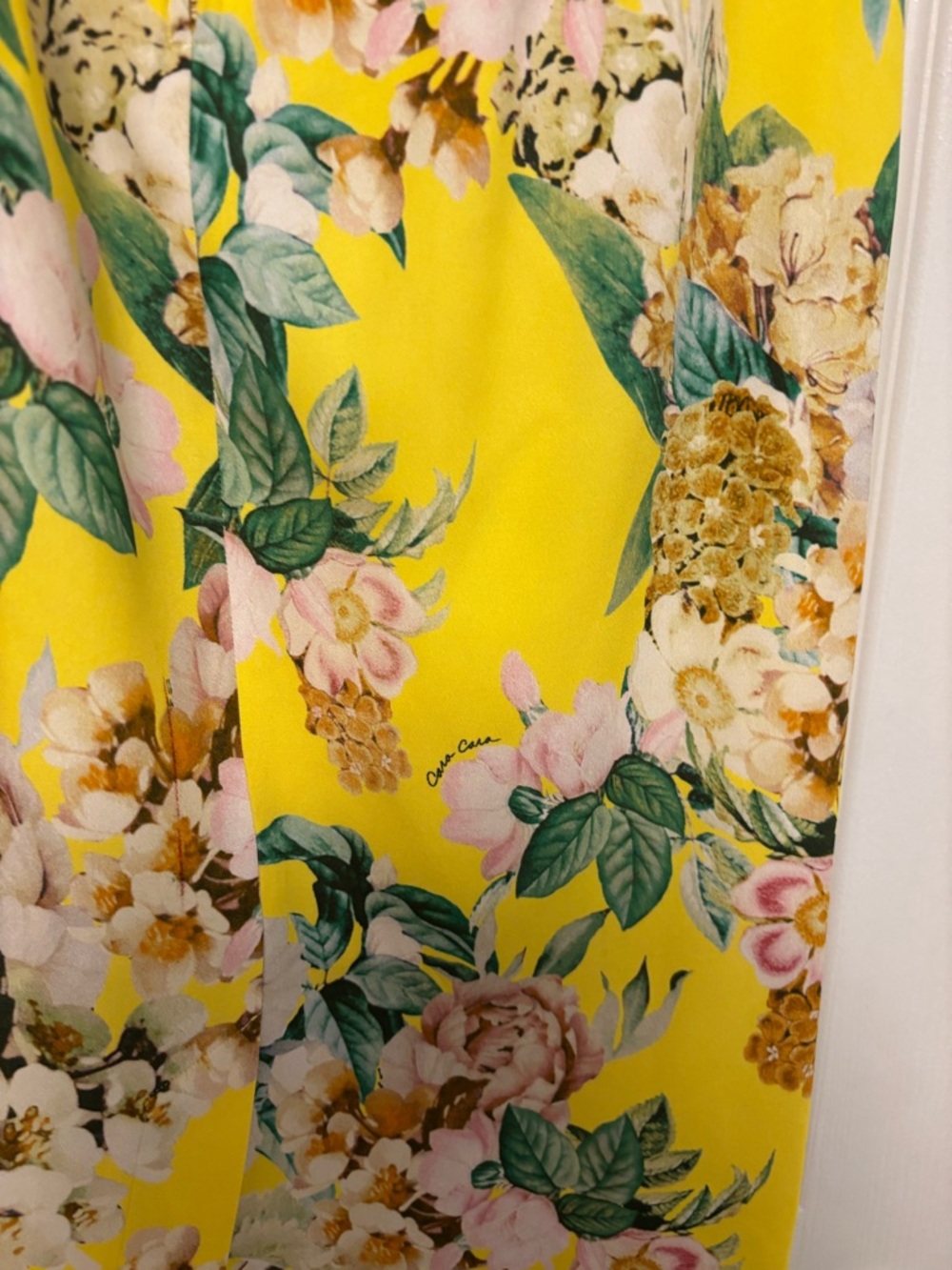 Cara Cara Floral Puff Sleeve Midi Dress Yellow Size 6 Cotton wedding guest - Picture 10 of 14